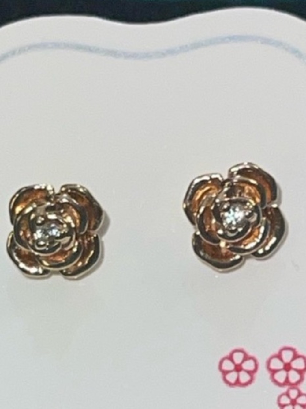 BNWT 14K Rose Gold & Cubic Zirconia Rose Stud earrings by LOVE
